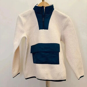 Thereabouts Kids Ivory Sherpa Quarter-Zip Pullover Size M Casual Winter/ Fall
